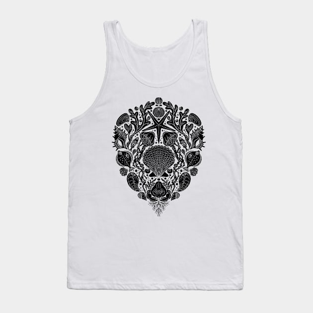 Deep Sea Damask black Tank Top by Rebelform